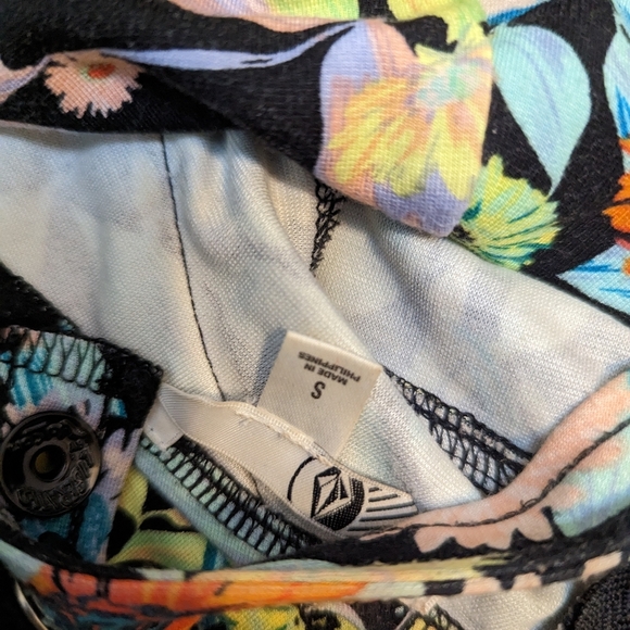 Volcom Mini Skater Dress Floral Large Stretch Fit Flare Cut Out - Picture 3 of 6